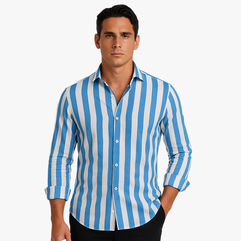 Stylisches Herren Langarmhemd mit Streifen