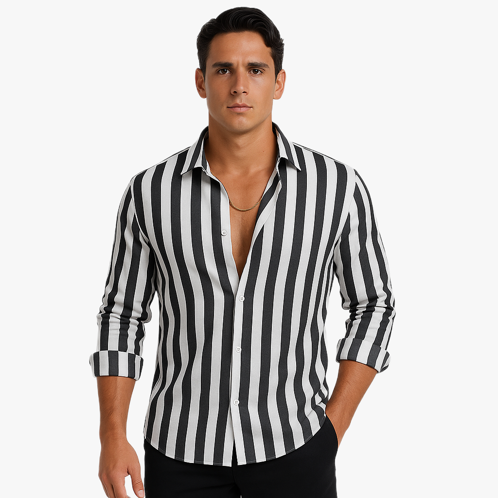 Stylisches Herren Langarmhemd mit Streifen