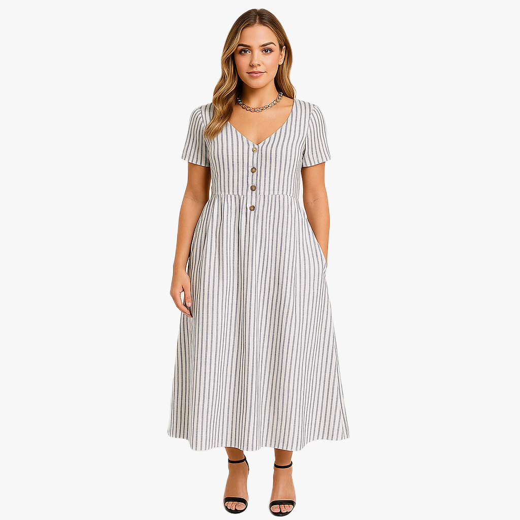 Elegantes Sommerkleid für Damen mit V-Ausschnitt