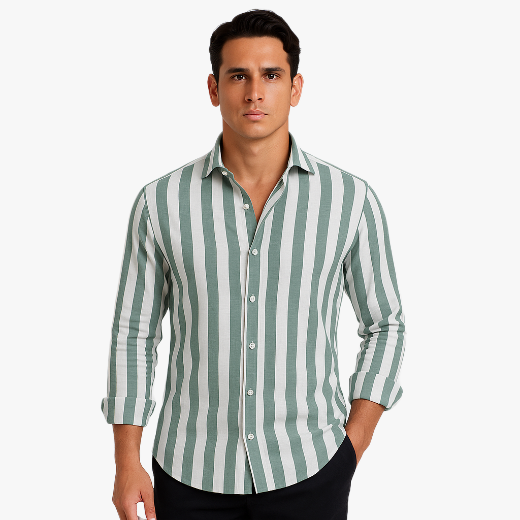 Stylisches Herren Langarmhemd mit Streifen