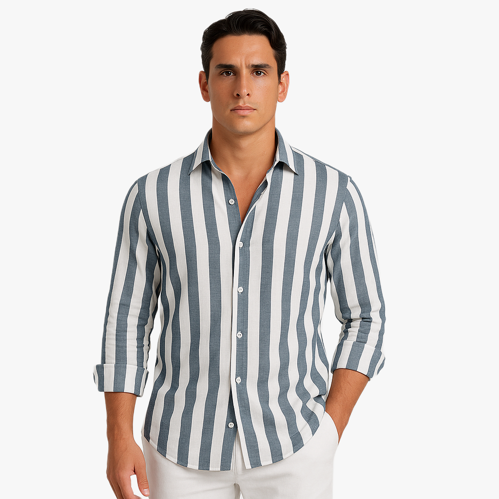 Stylisches Herren Langarmhemd mit Streifen