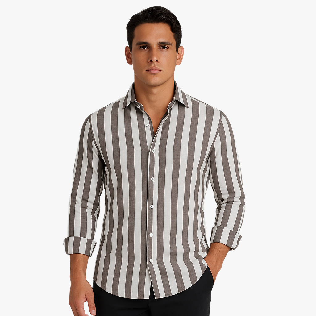 Stylisches Herren Langarmhemd mit Streifen