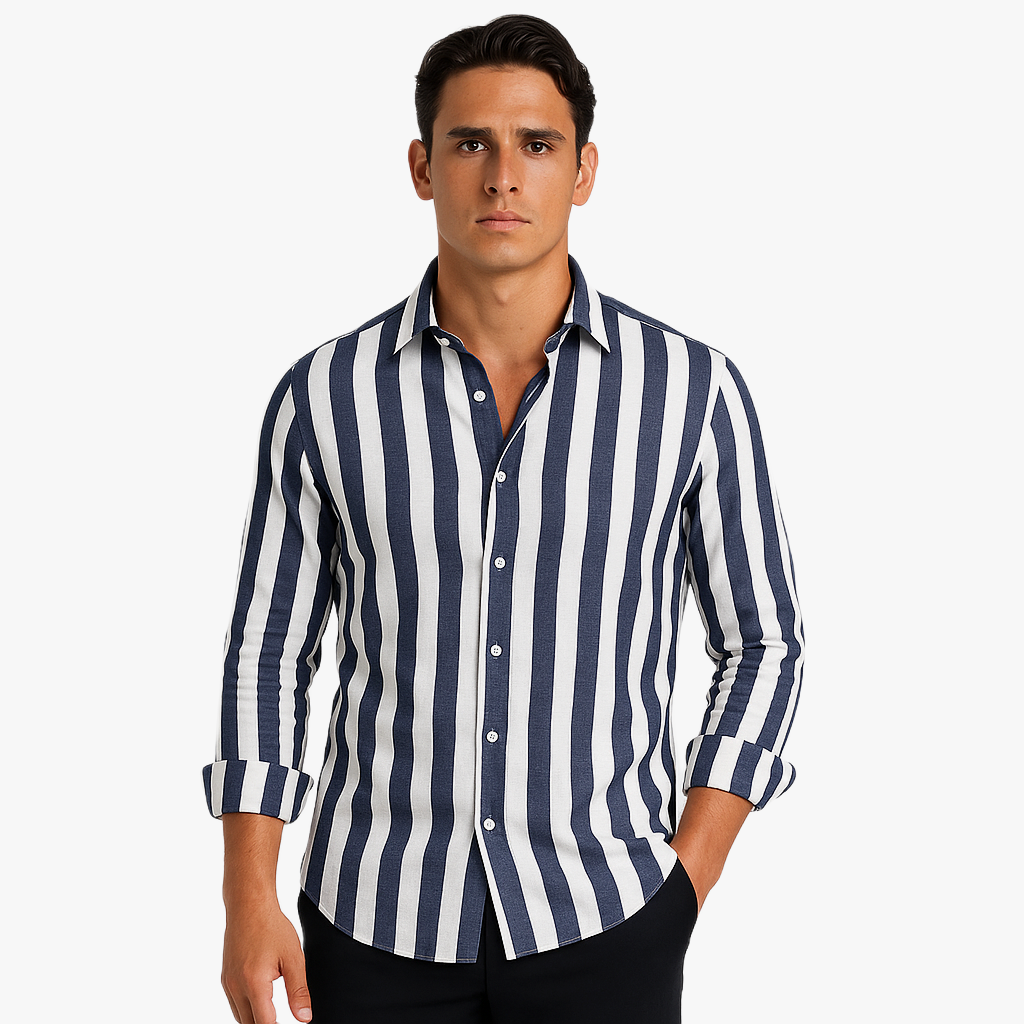 Stylisches Herren Langarmhemd mit Streifen