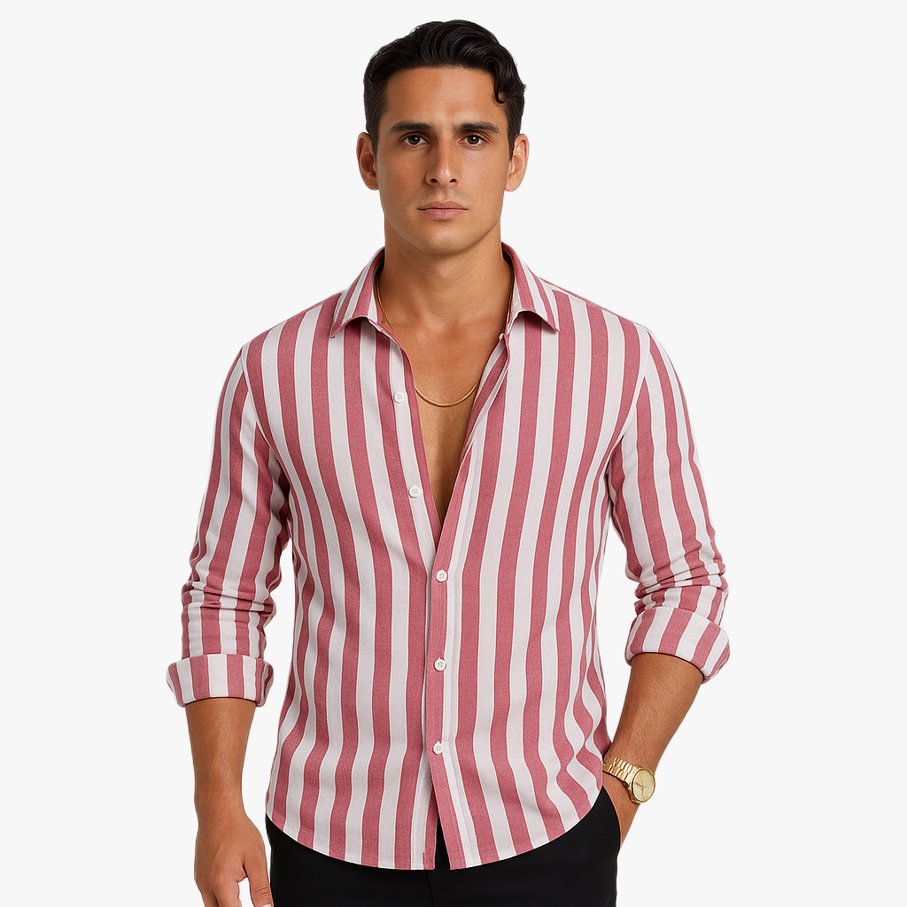 Stylisches Herren Langarmhemd mit Streifen