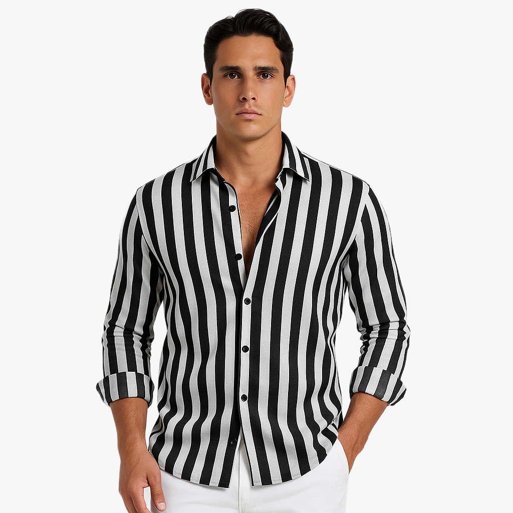 Stylisches Herren Langarmhemd mit Streifen